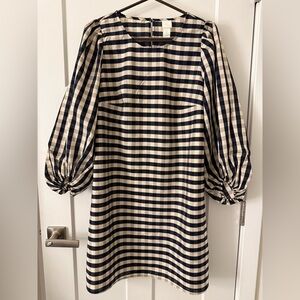 Checkered Puff Sleeve Dress